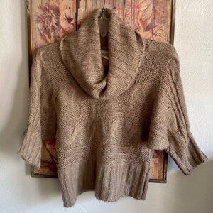 DEREK HEART STRETCH COZY NEUTRALS CHUNKY CROP CABLE KNIT SWEATER OVERSIZED TOP M